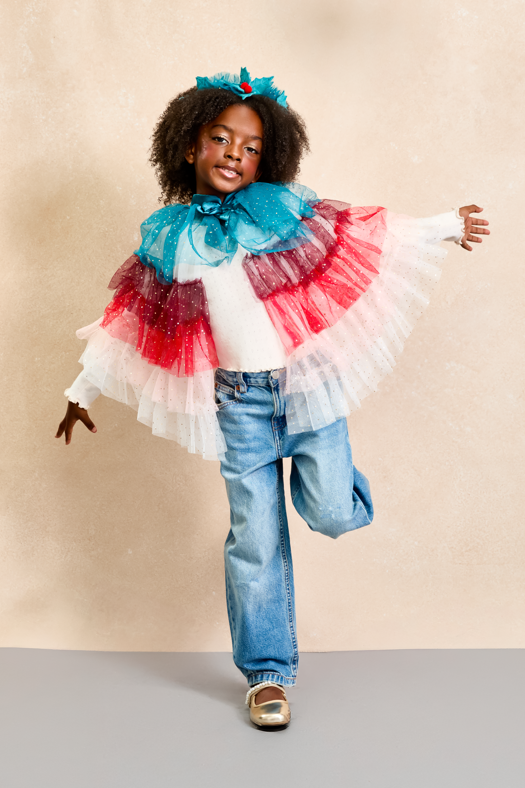 Holiday Holly Cape and Headband Set