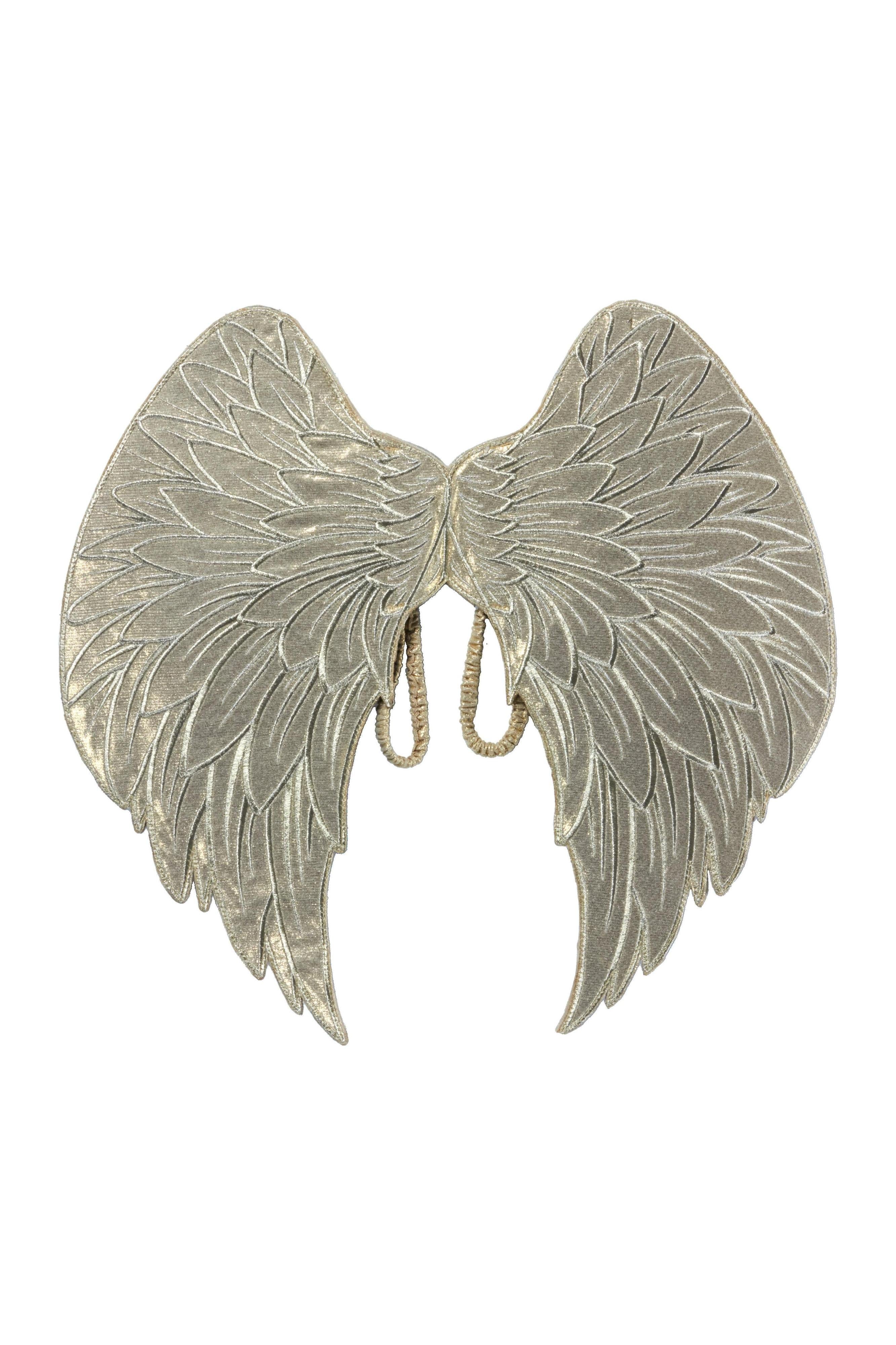 Gold Holiday Vintage Angel Dress and Wings Set for Girls