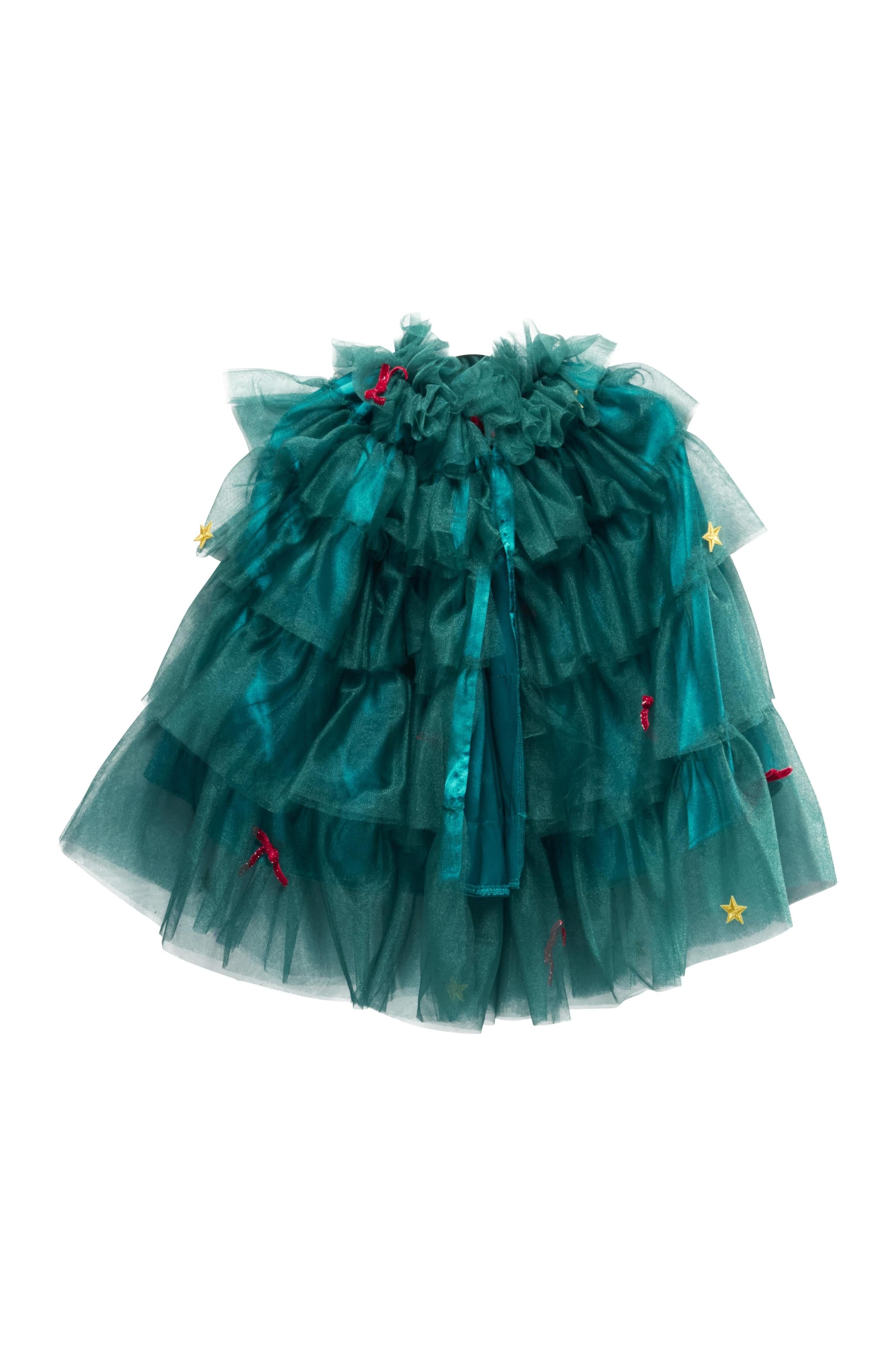 Green Tulle Holiday Christmas Tree Cape for Kids