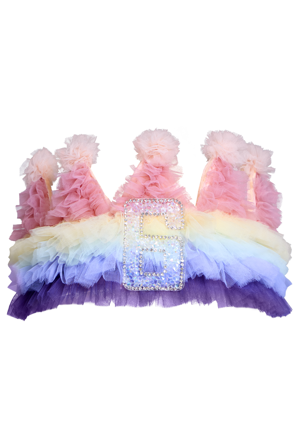 Rainbow Tulle Birthday Skirt & Crown Set for Girls