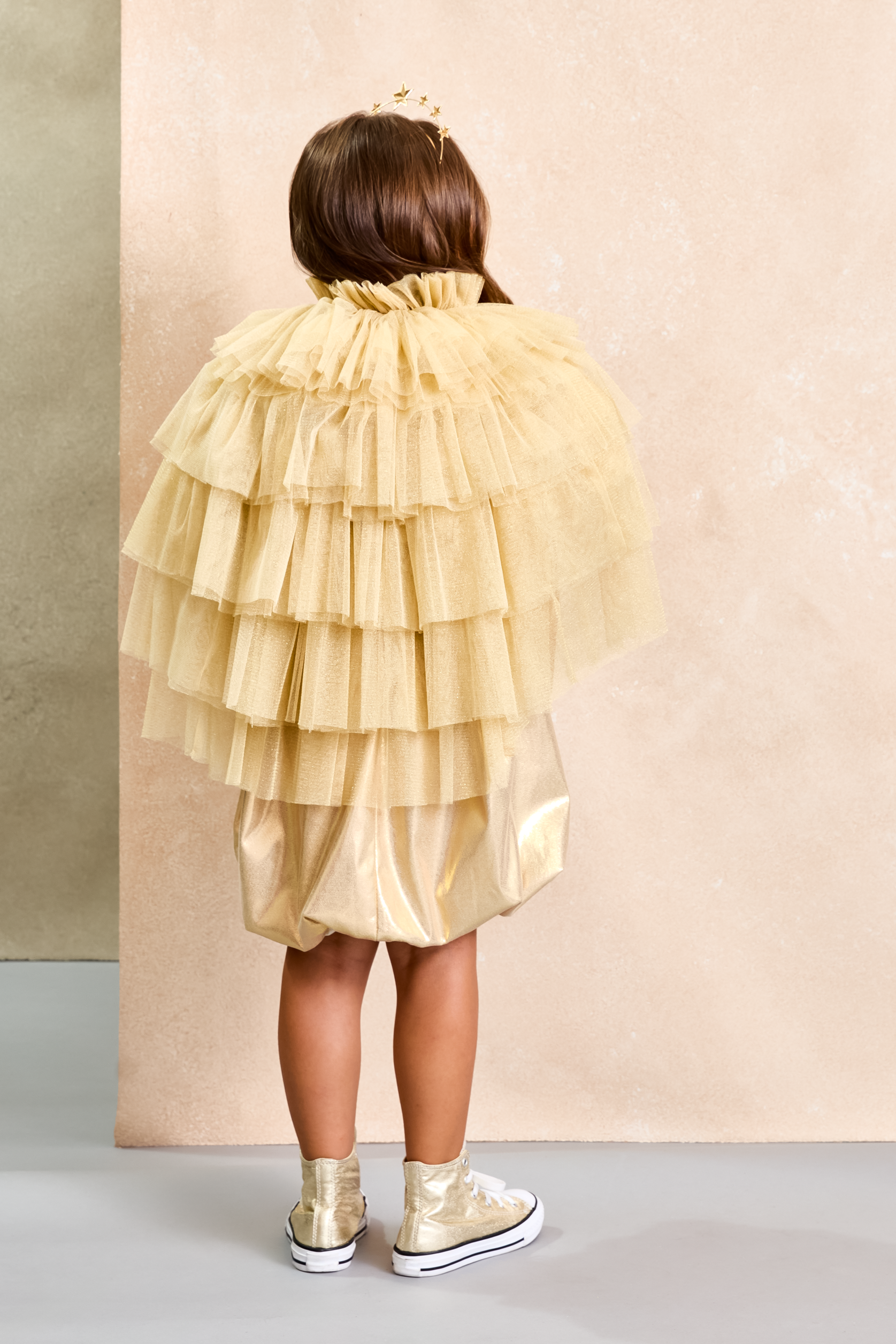 slim fit dress slacks Gold Holiday Dress and Cape Set