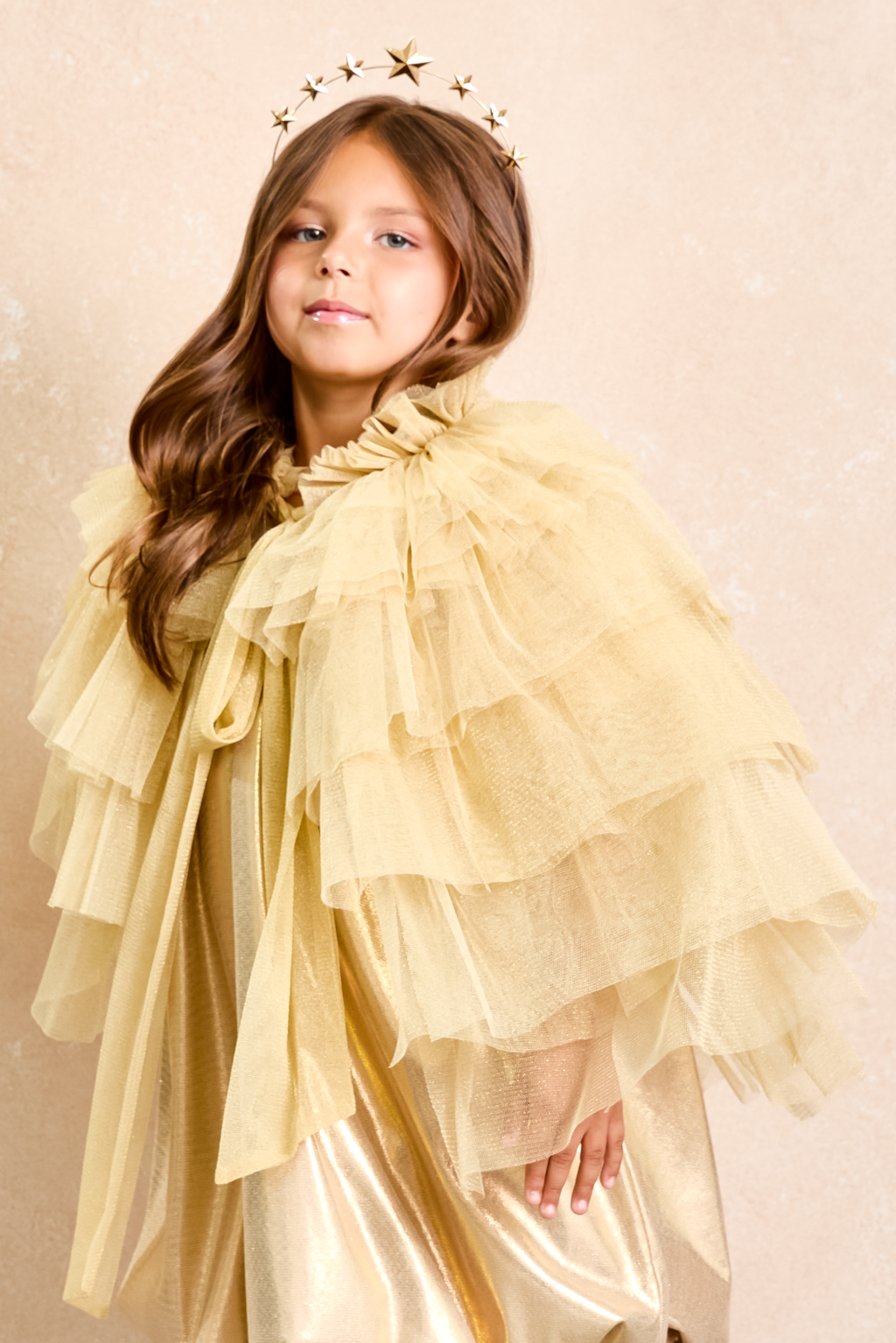 Gold Sparkly Tulle Cape for Girls