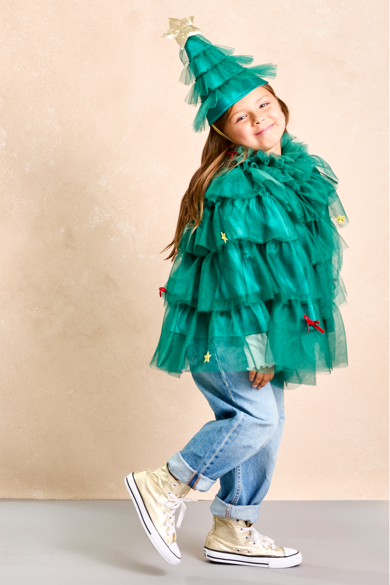 Holiday Christmas Tree Cape and Hat Set for Girls Holiday Christmas Tree Cape and Hat Set for Girls