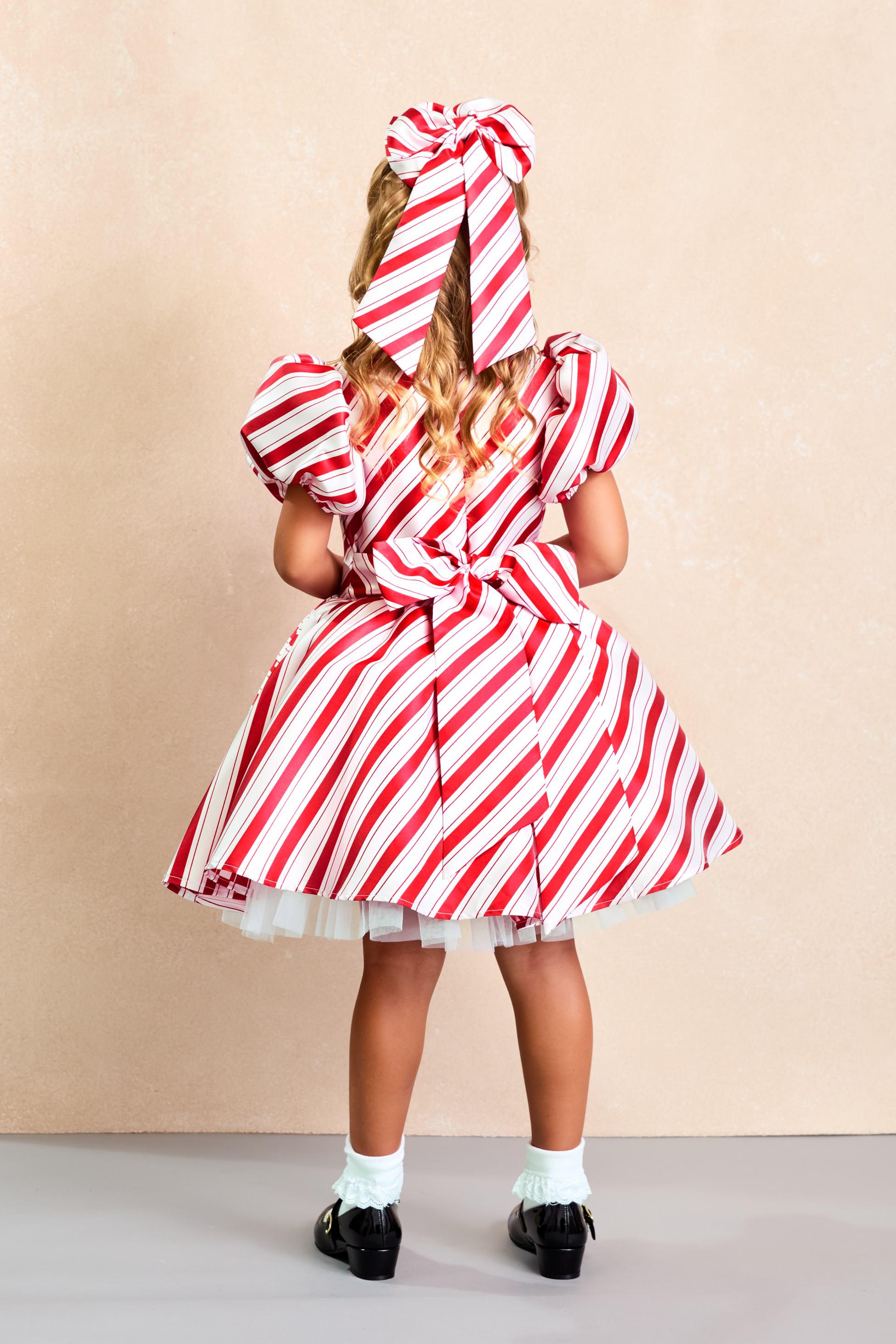Holiday Candy Cane Dress and Hairbow Set for Girls Holiday Candy Cane Dress and Hairbow Set for Girls