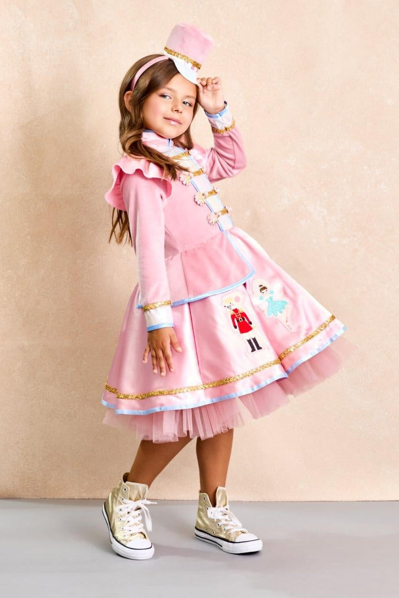 Pink Nutcracker Holiday Dress & Headband for Girls