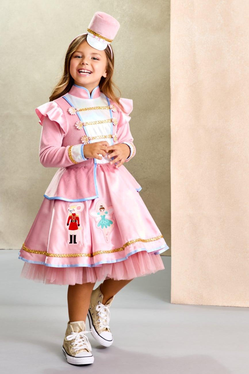 Pink Nutcracker Holiday Dress & Headband for Girls