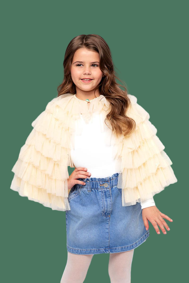 Gold Ruffle Cape for Girls-Chasing Fireflies