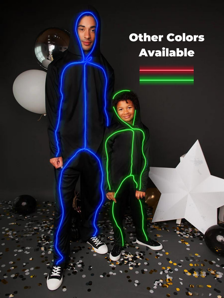 LED Light Up Stickman Costume For Adults in Assorted Colors