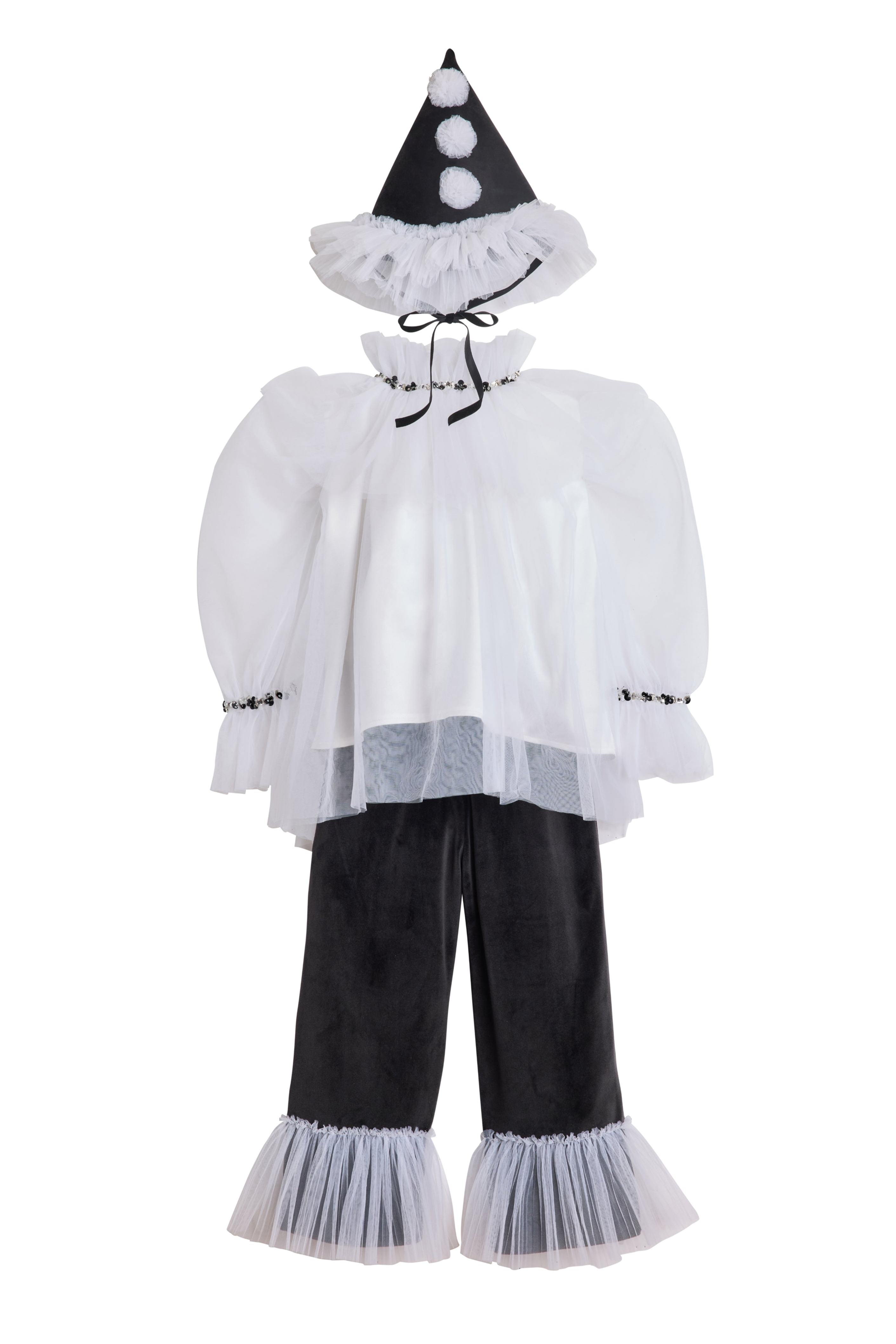 Pierrot Clown Costume Set for Boys - Hat, Shirt, Trousers - Chasing Fireflies