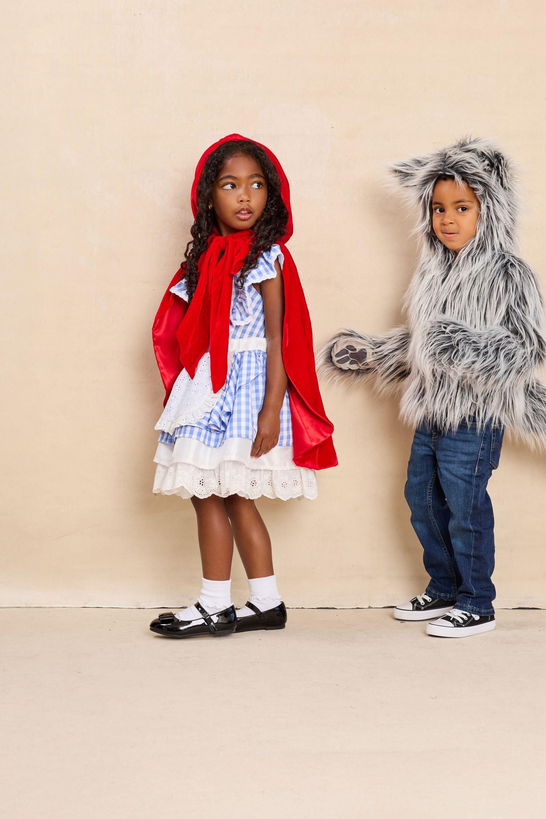 Red Riding Hood Dress with Attached Apron for Girls 7-8 Years Red Riding Hood Dress with Attached Apron for Girls 7-8 Years