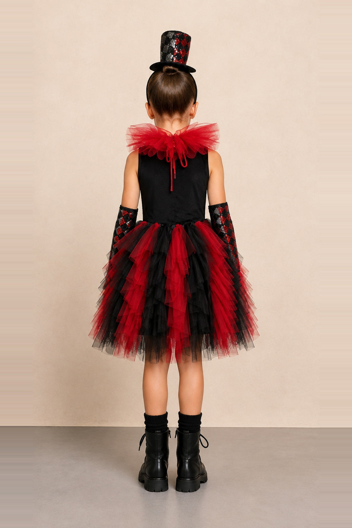 Harlequin Clown Costume Dress Set for Girls