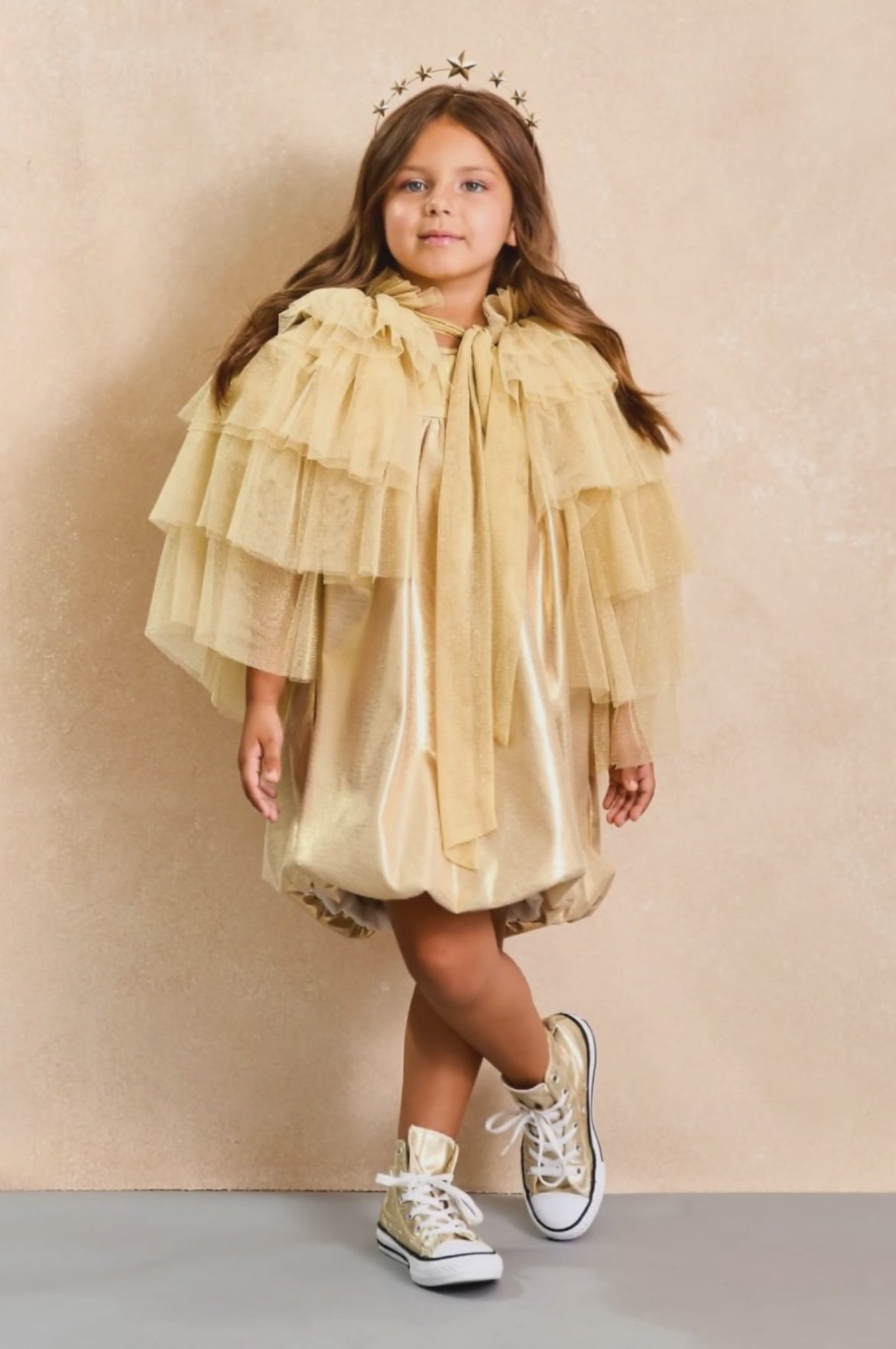 Gold Holiday Vintage Angel Dress for Girls - Kids Costumes and Dress-up by Chasing Fireflies