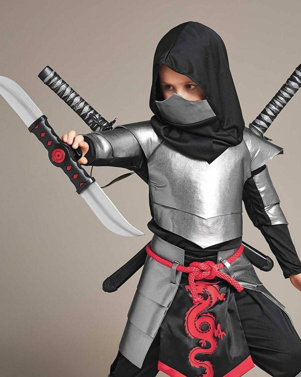 Silver Ninja Costume For Boys