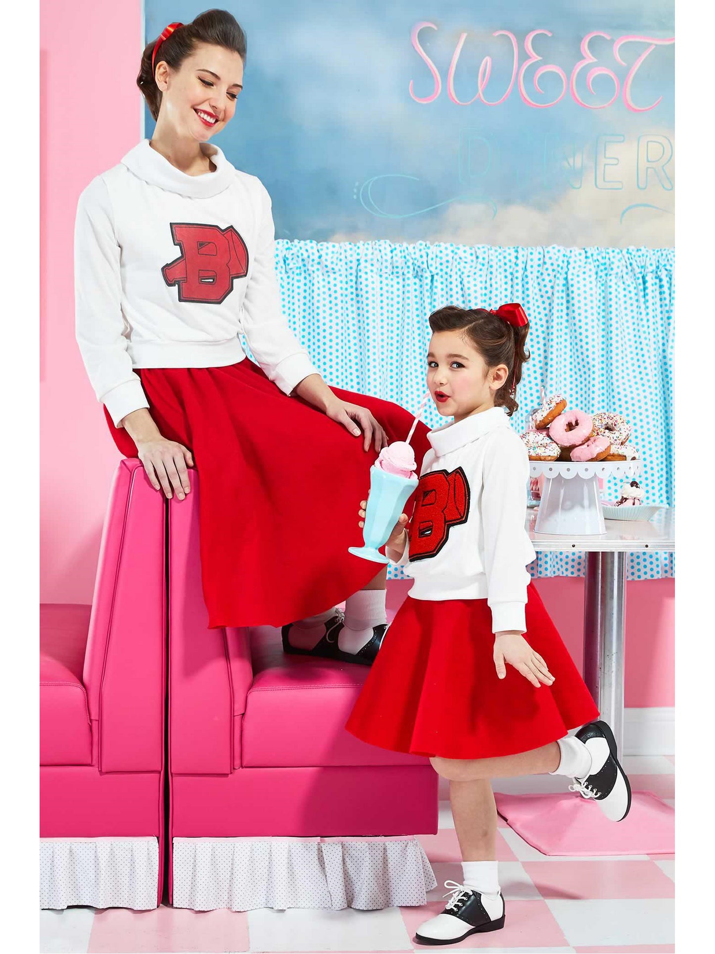 ‘50s Cheerleader Costume for Girls  red alt2
