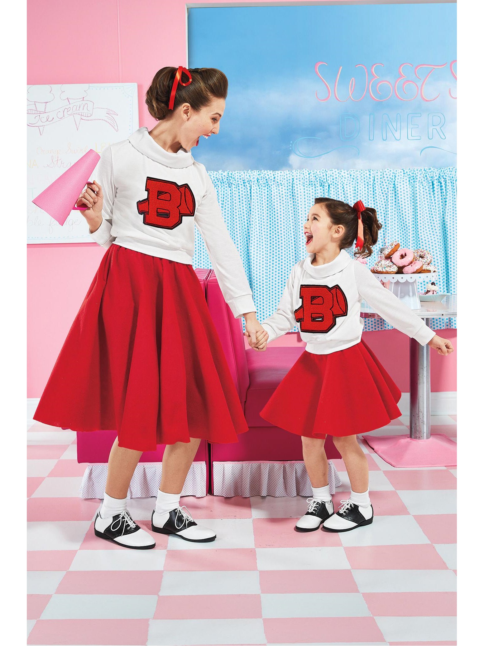 ‘50s Cheerleader Costume for Girls  red alt3