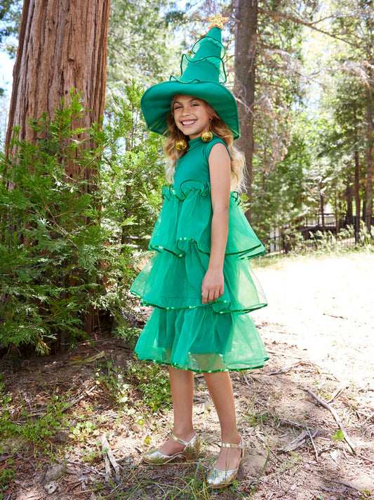 Glitter Christmas Tree Dress Costume for Girls