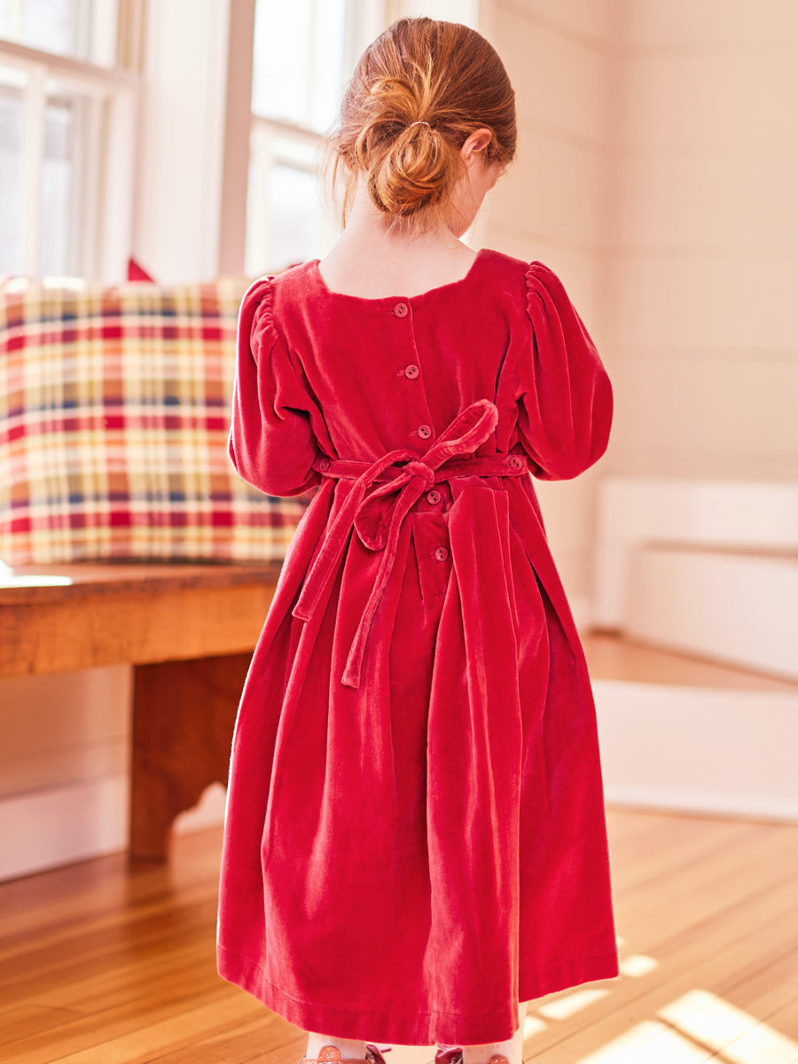 Victorian Velvet Red Dress for Girls