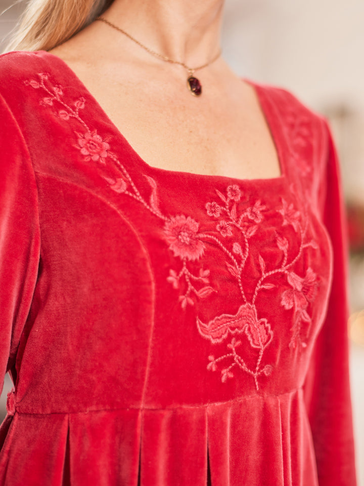 Velvet Red Holiday Dress for Women