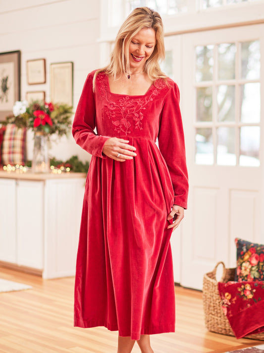 Velvet Red Holiday Dress for Women