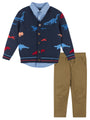 Dinosaur Cardigan, Shirt & Pant 3 Piece Set