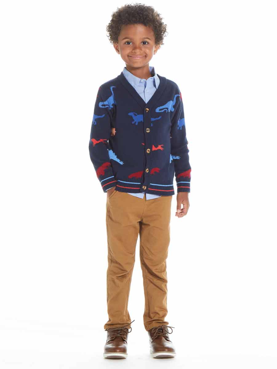Dinosaur Cardigan, Shirt & Pant 3 Piece Set