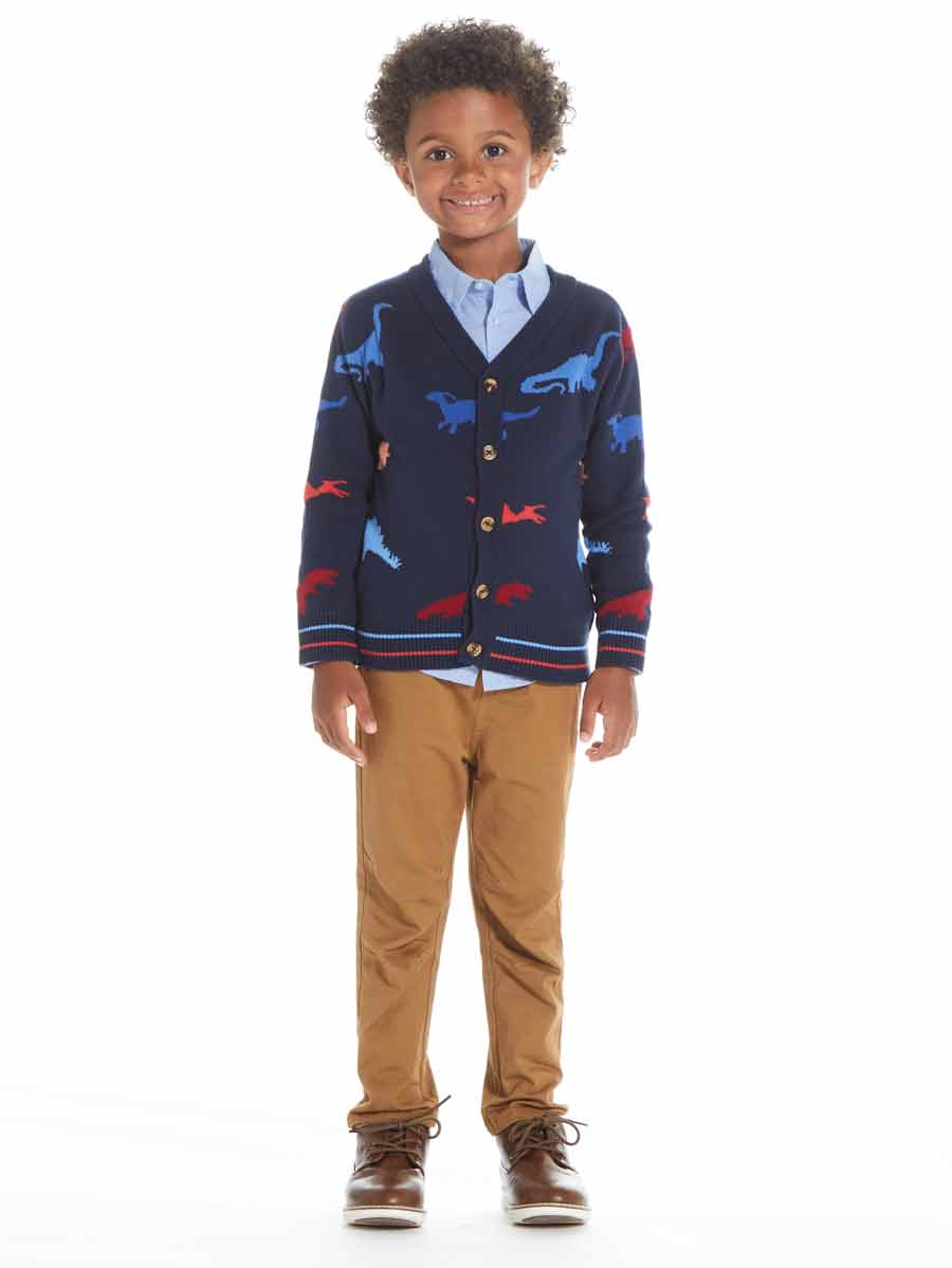 Dinosaur Cardigan, Shirt & Pant 3 Piece Set