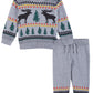 Boys Grey Moose Jacquard Sweater & Pants Set