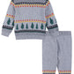 Boys Grey Moose Jacquard Sweater & Pants Set