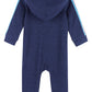 Boys Navy Hooded Hacci Romper