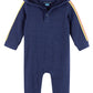 Boys Navy Hooded Hacci Romper