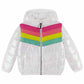 Girls White Puffer Rainbow Bubble Coat