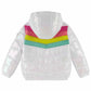 Girls White Puffer Rainbow Bubble Coat