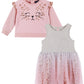 Pink Leopard Print 2-Piece Sweatshirt & Dress Set
