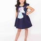 Navy Short Sleeved Unicorn Dress for Girls