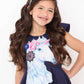 Navy Short Sleeved Unicorn Dress for Girls