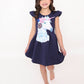 Navy Short Sleeved Unicorn Dress for Girls