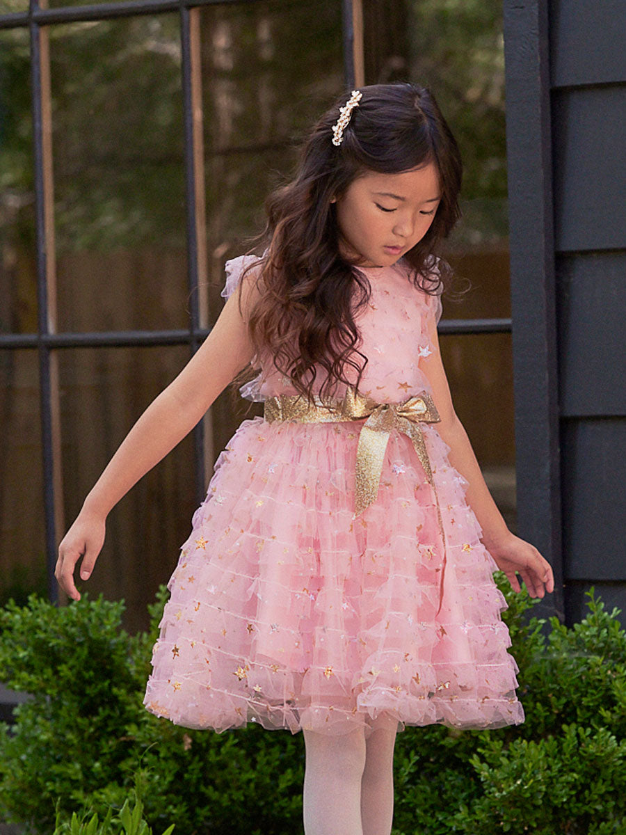 Blush Pink Ruffle Dress for Girls