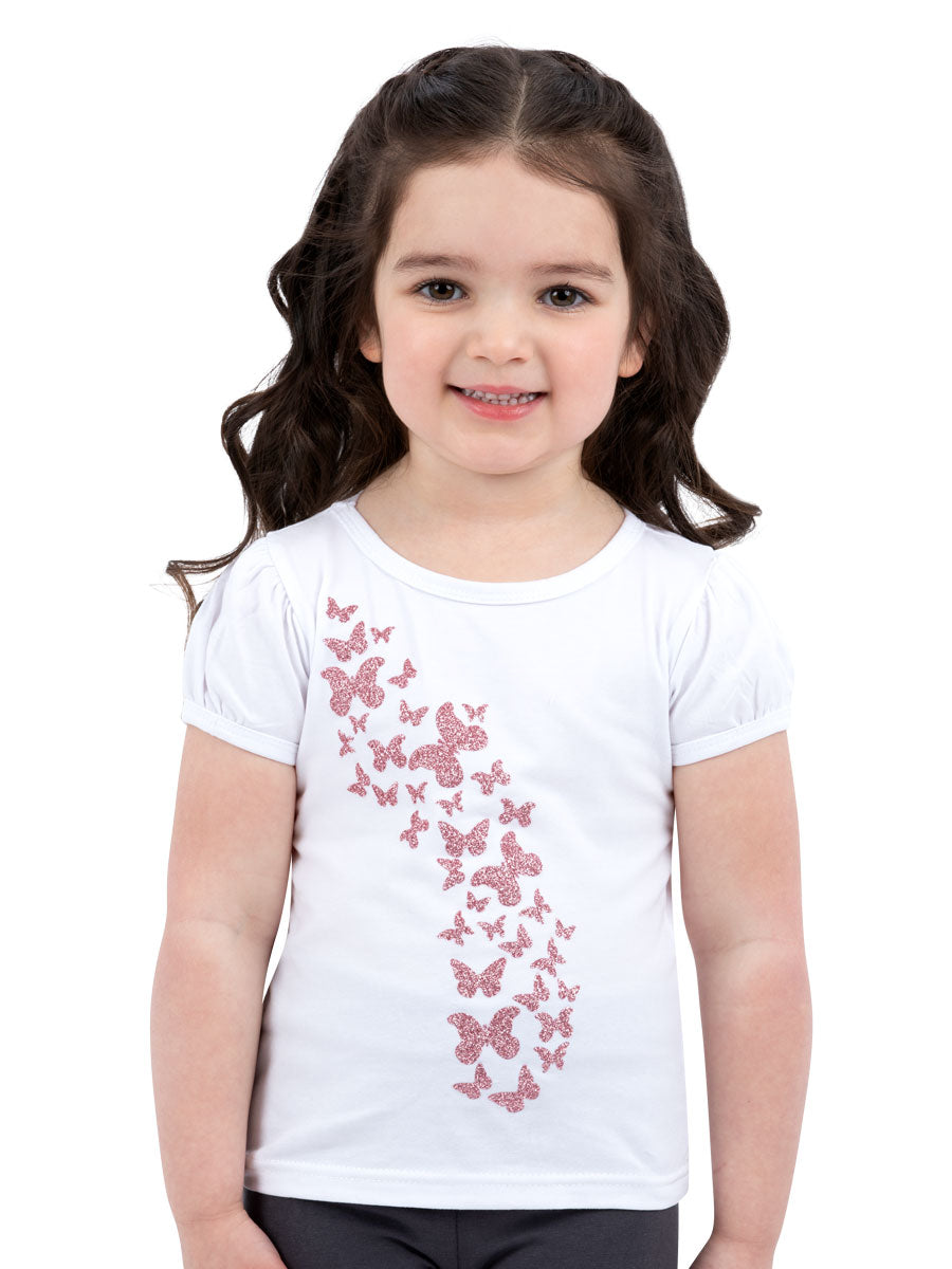 Butterfly Puff Sleeve Tee for Girls