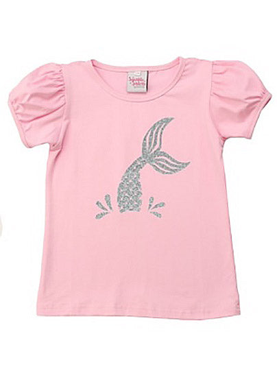 Mermaid Puff Sleeve Tee for Girls