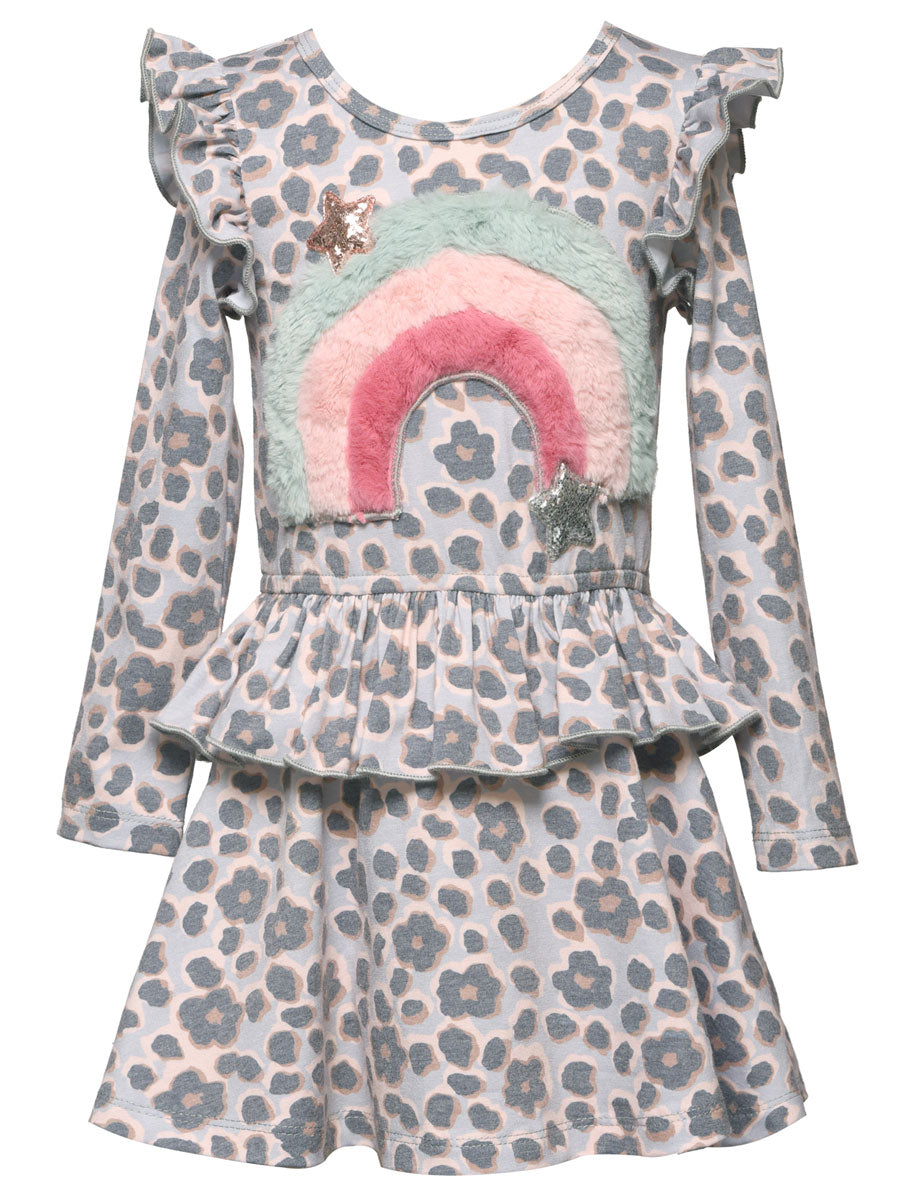 Leopard Print Rainbow Dress for Girls