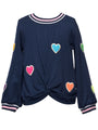 Front Twist Heart Patch Top