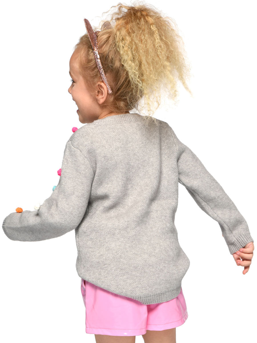 Pompom Grey Knit Sweater for Girls