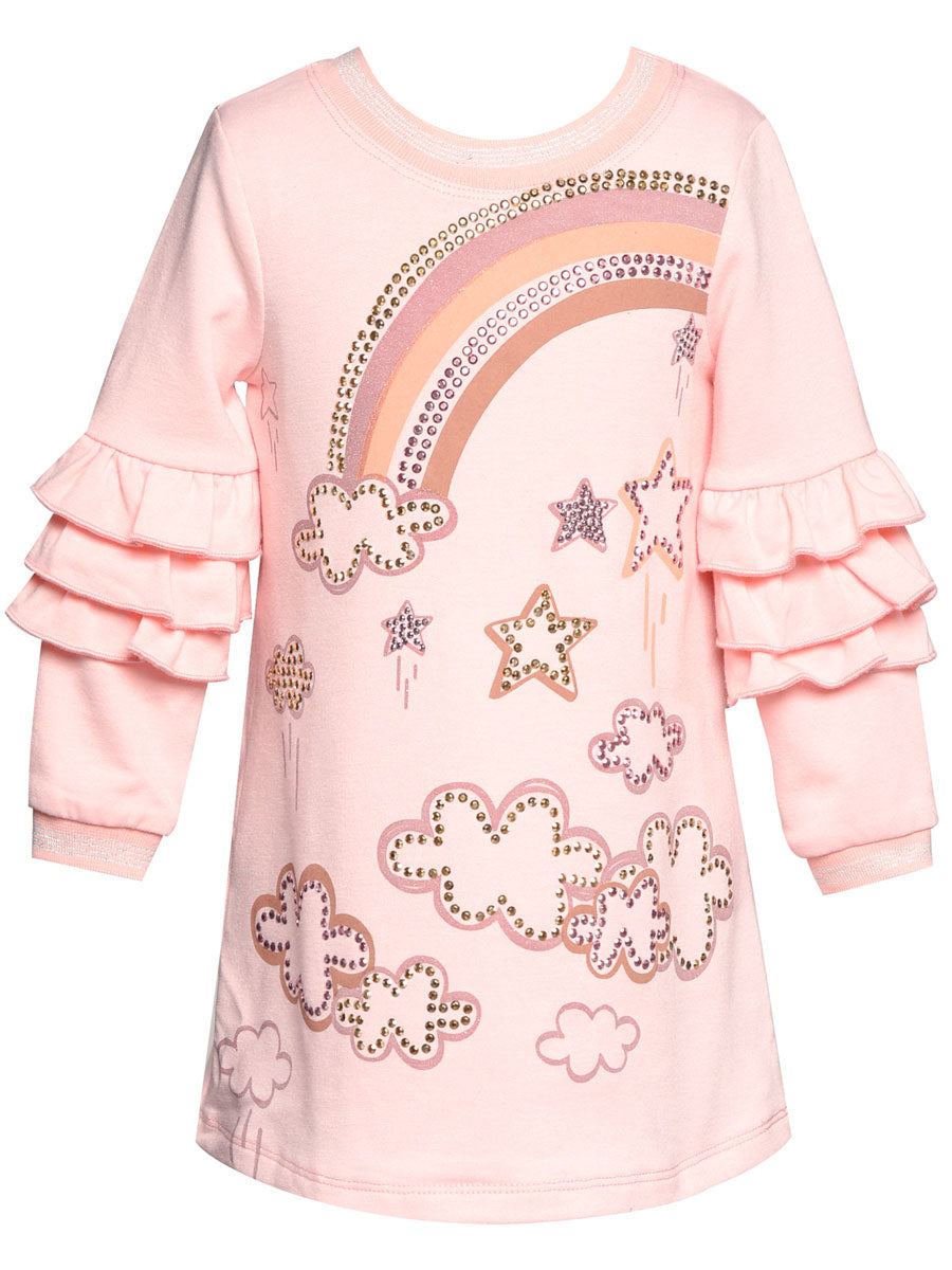 Cloud Print Pink Dress for Girls