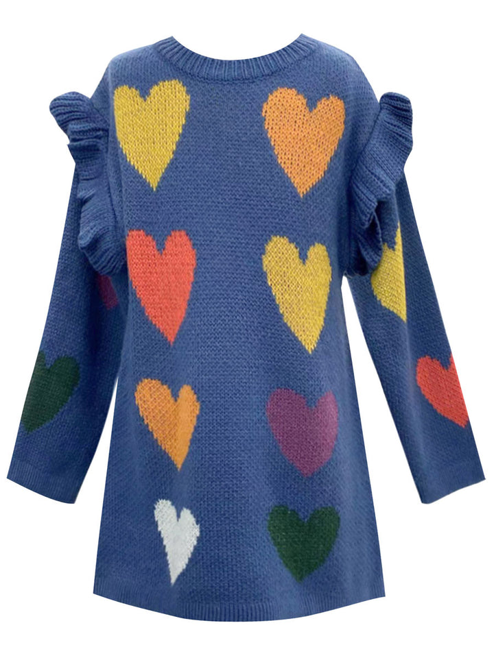 Heart Knit Sweater Dress for Girls