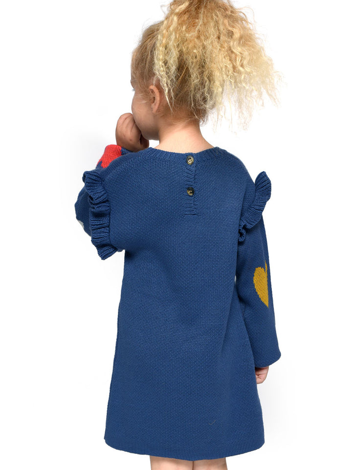 Heart Knit Sweater Dress for Girls