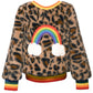 Faux Fur Leopard Rainbow Sweater