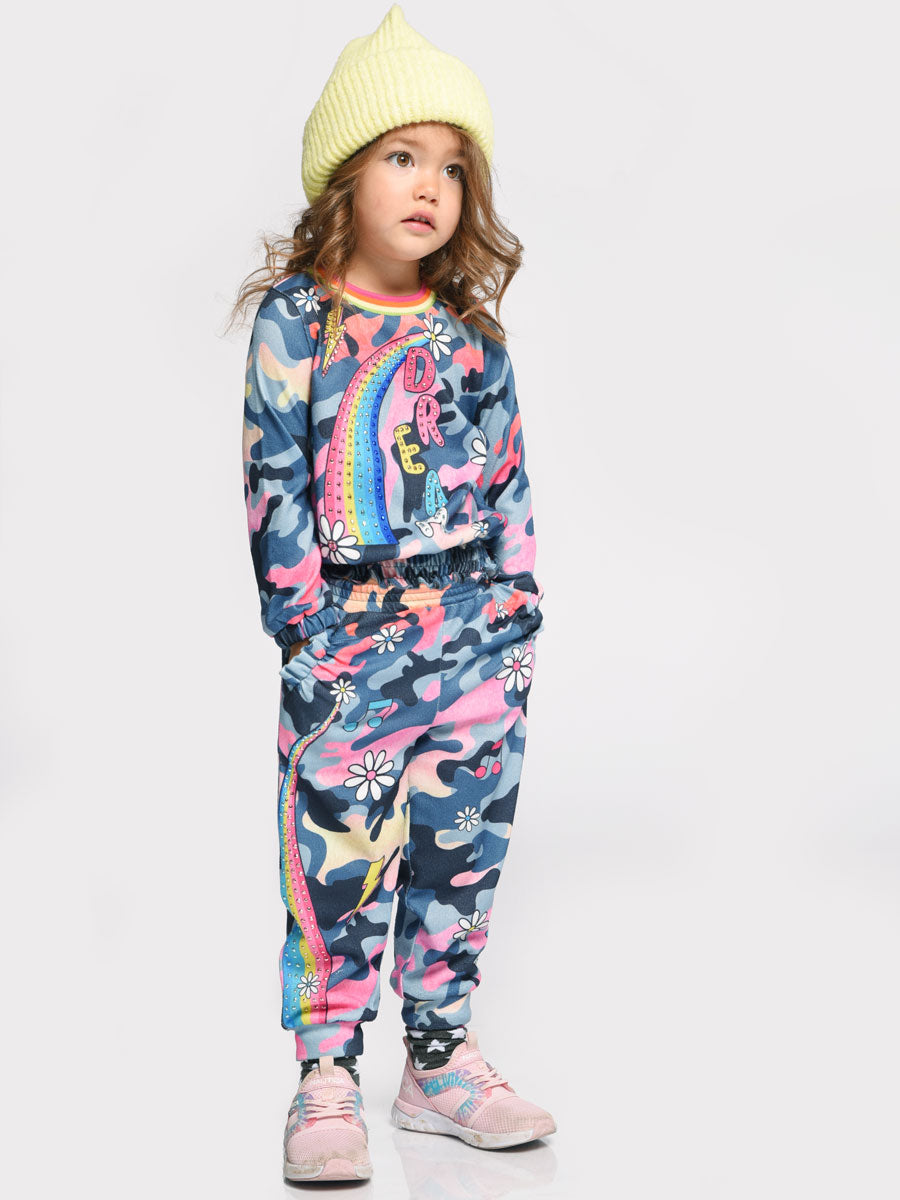 Rainbow Camo Dream Print Top for Girls