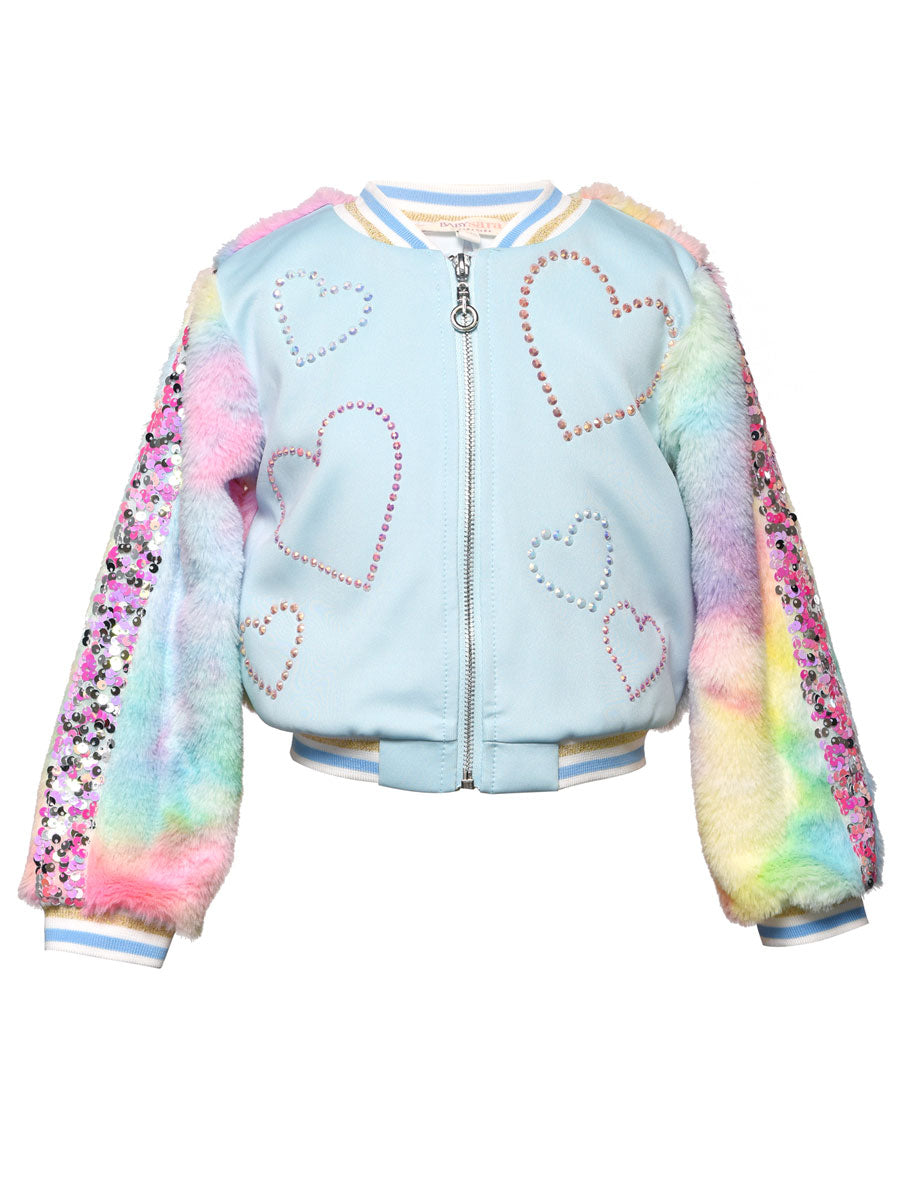 Tie-Dye Faux Fur Bomber Jacket for Girls