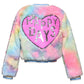 Tie-Dye Faux Fur Bomber Jacket for Girls