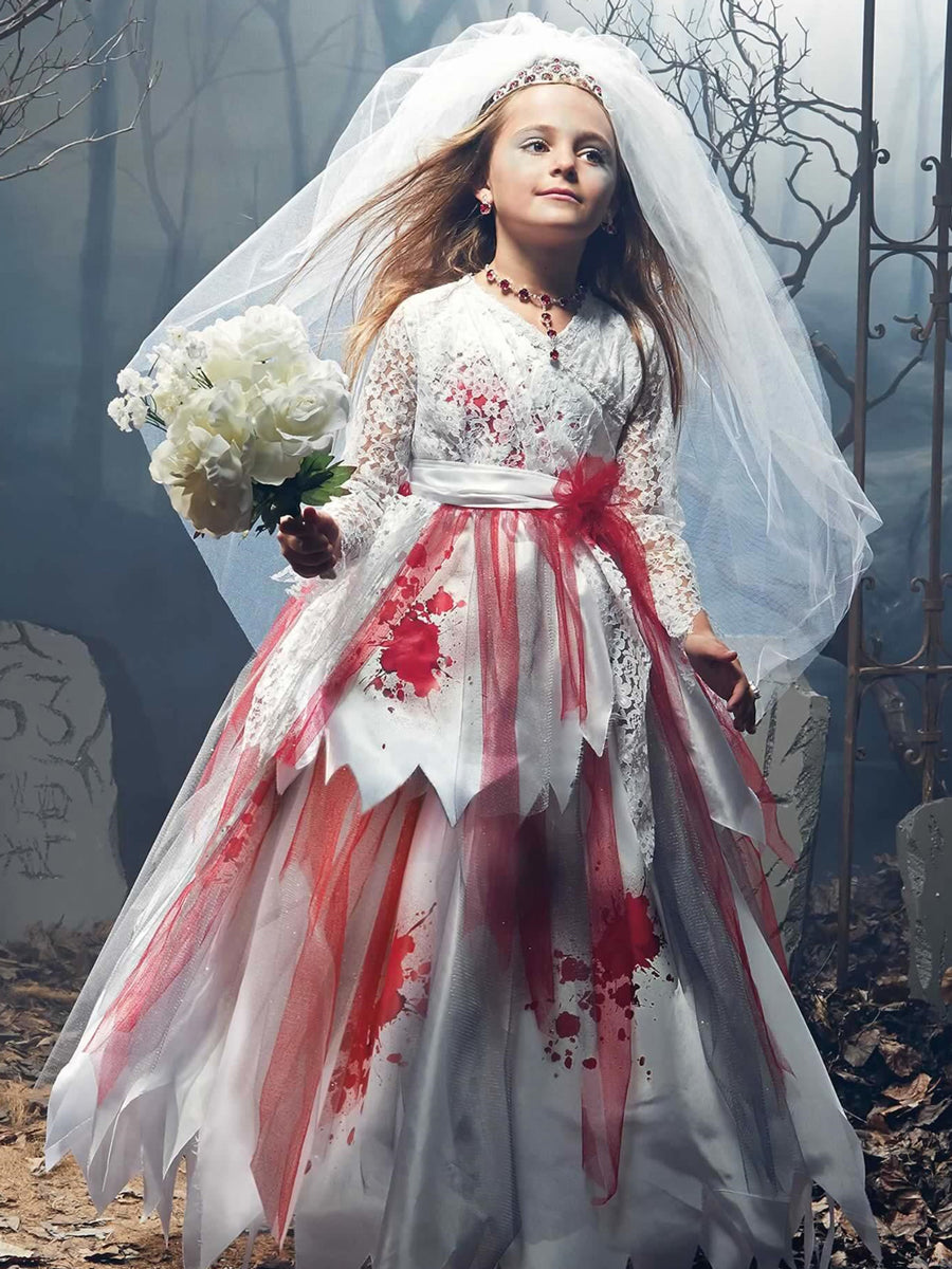Zombie Bride Costume for Girls, 4